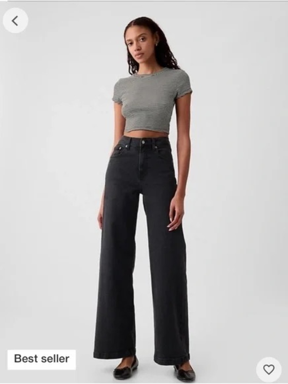 Gap High Rise Stride, Wide Leg Jeans in Dark Gray - 26 R